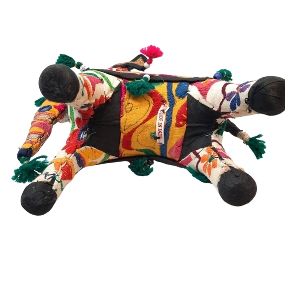 Vintage 1950's Anglo Raj‎ Handmade Embroidered Stuffed Elephant Folk Art - Picture 9 of 11